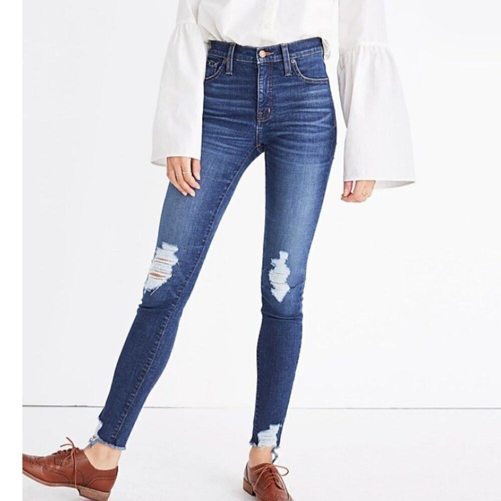 MADEWELL 9" High-Rise Skinny Jeans: Destructed Edition - Size 27